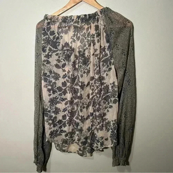 Free people sheer Hendrix printed peasant top S oversized - Picture 6 of 8